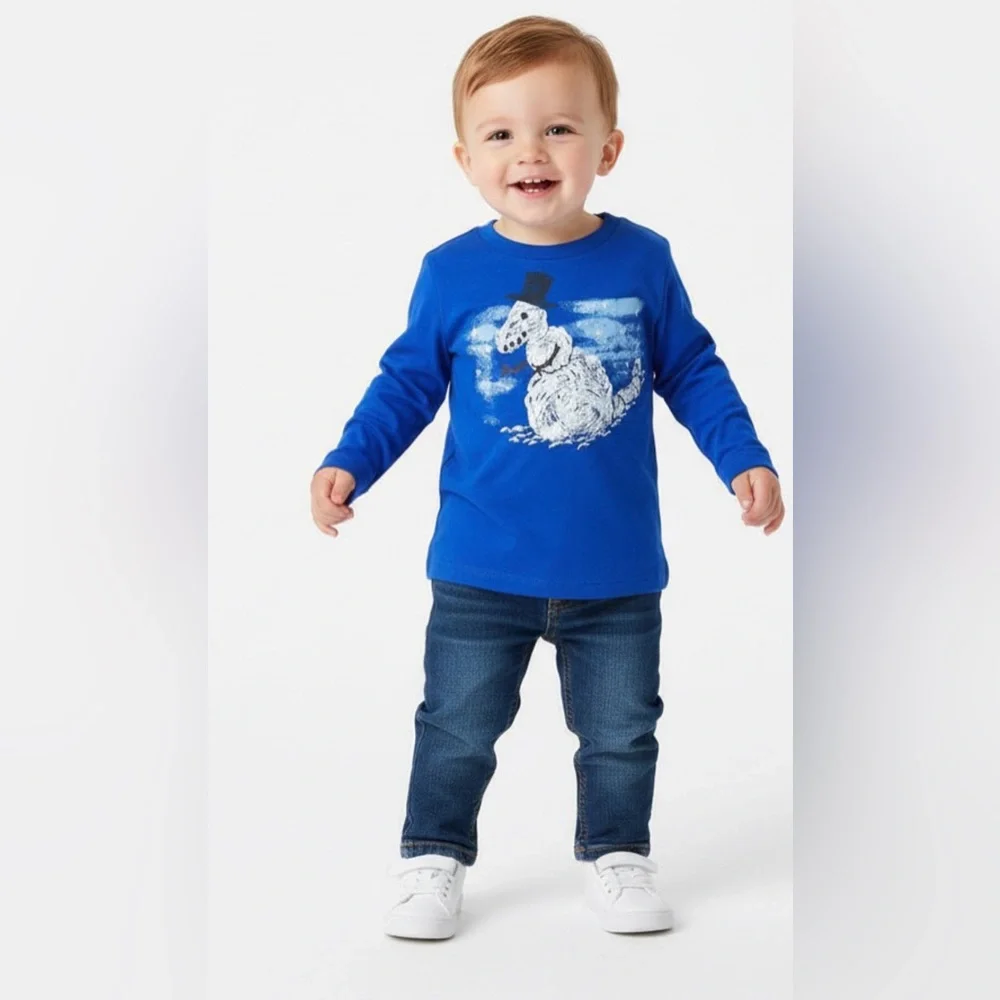 GAP Baby Snowman Long Sleeve Tee Holiday Shirt 12-18M Boys